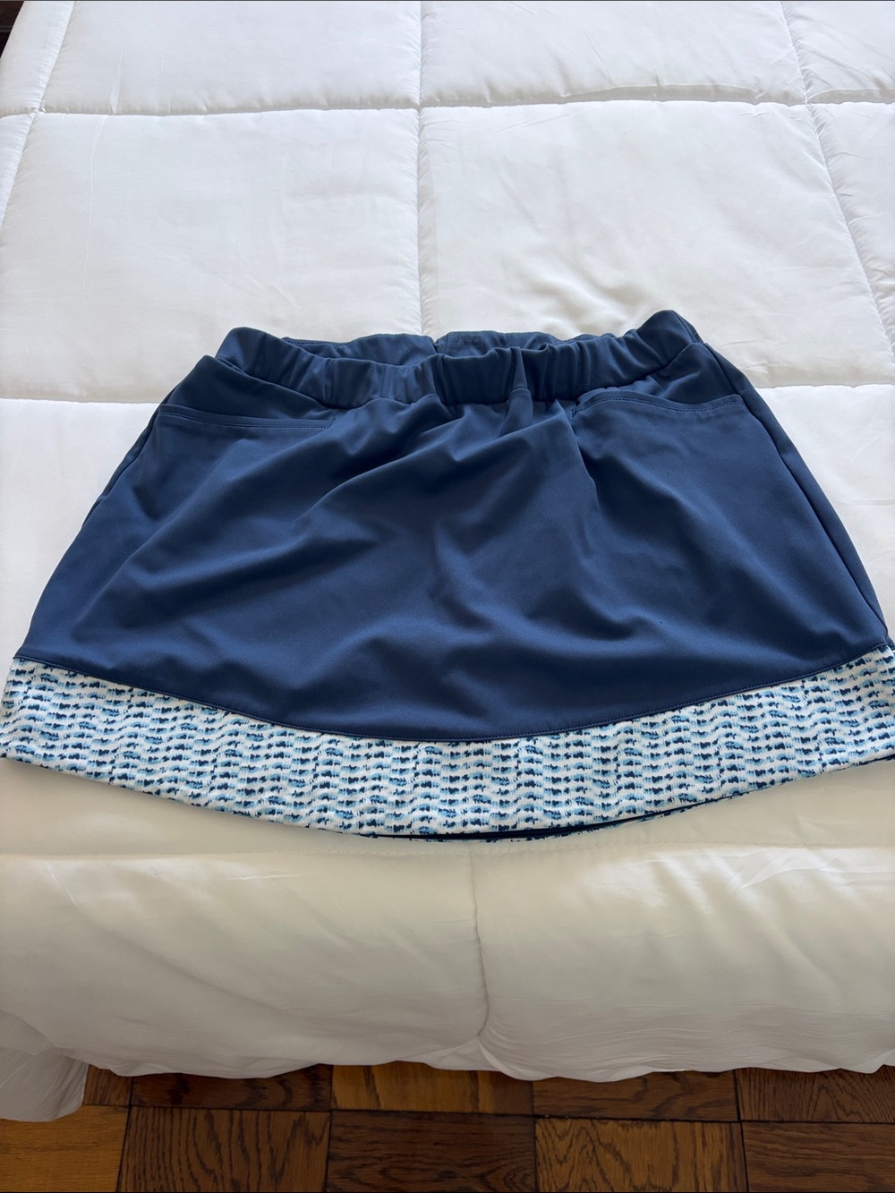 adidas navy tennis skirt with patterned hemline